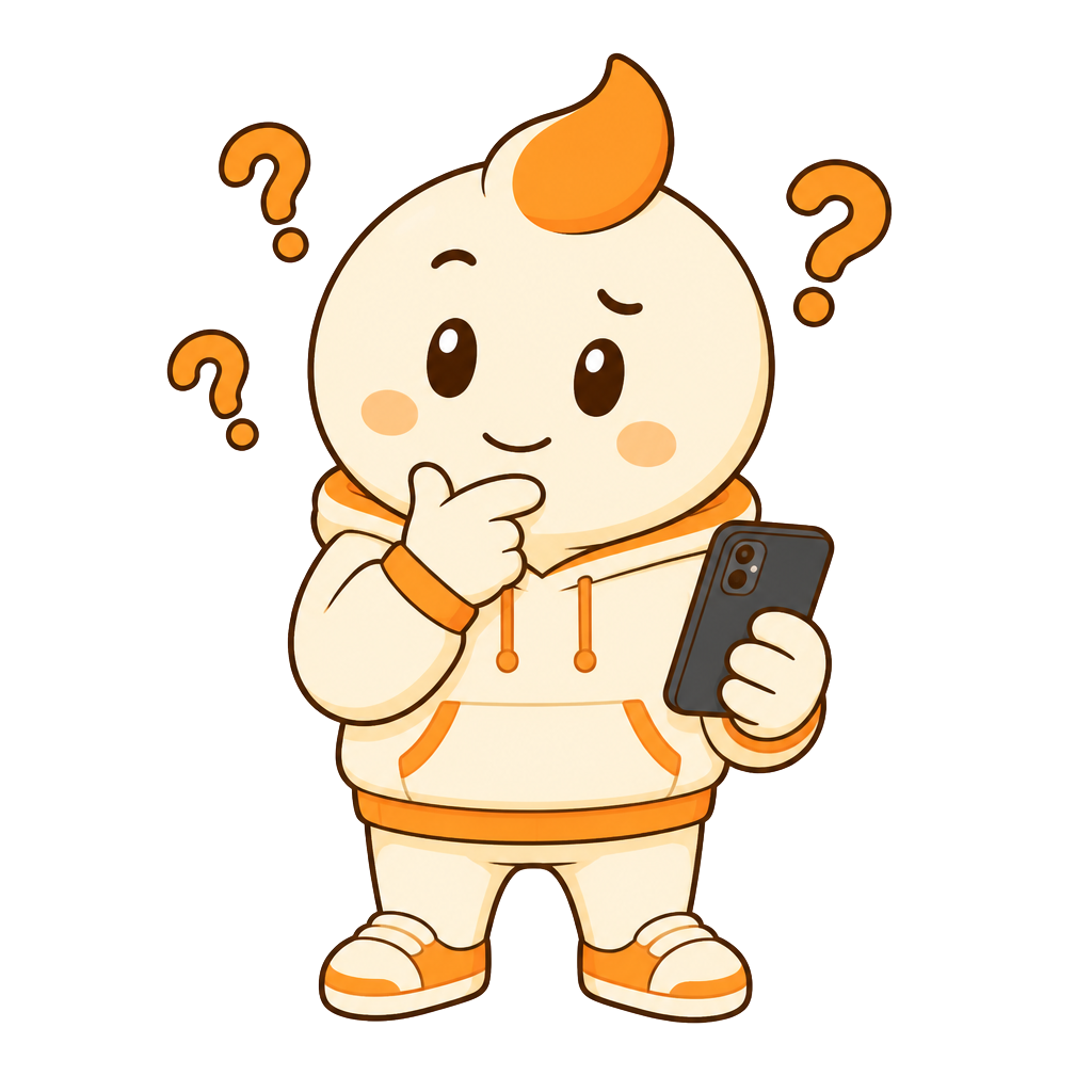 Mascot thinking about a quiz question